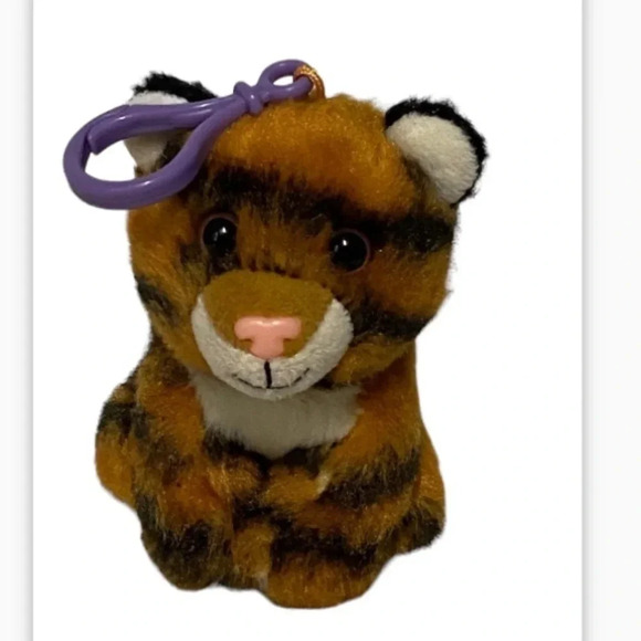 Fluff N Stuff 4 Inch Tiger with Clip Adorable Backpack Purse Book Bag - Picture 2 of 11